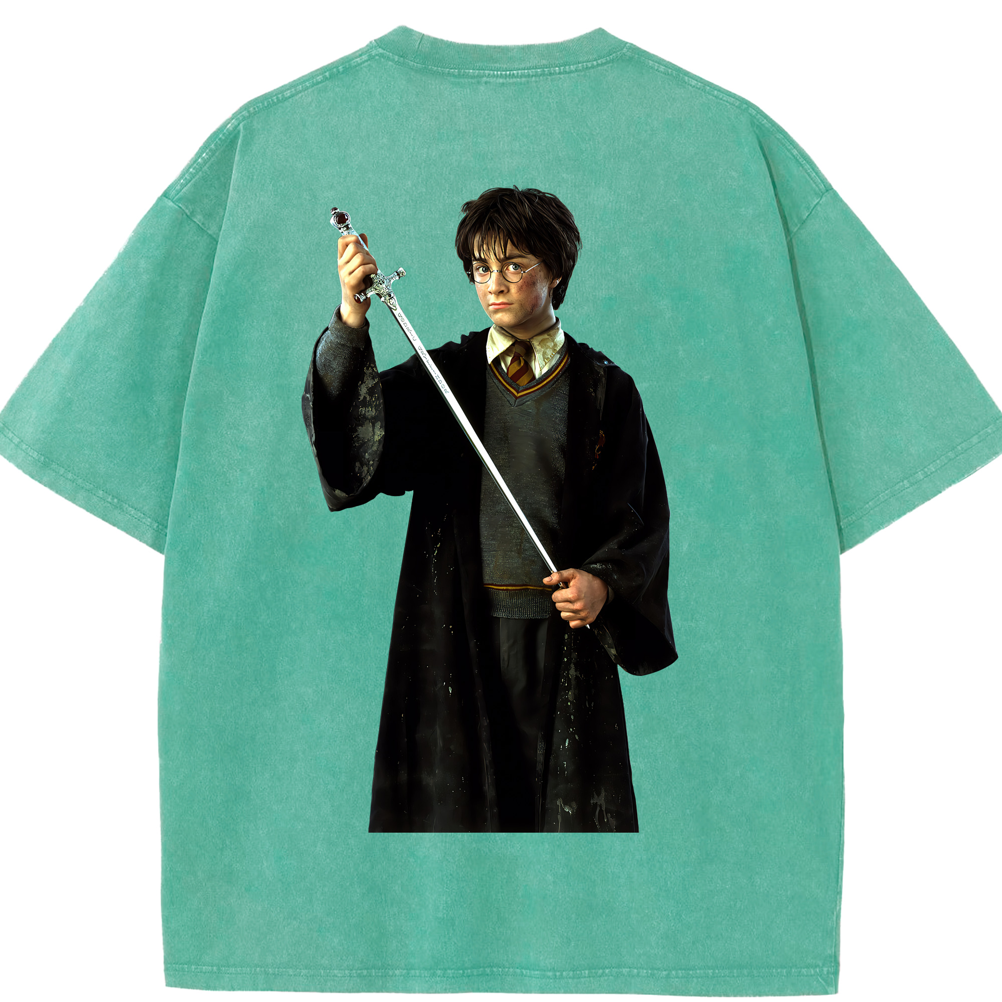（画像用） Harry Potter ハリー・ポッターシリーズ 綿100% ヴィンテージ風 半袖Tシャツ（背面プリント）